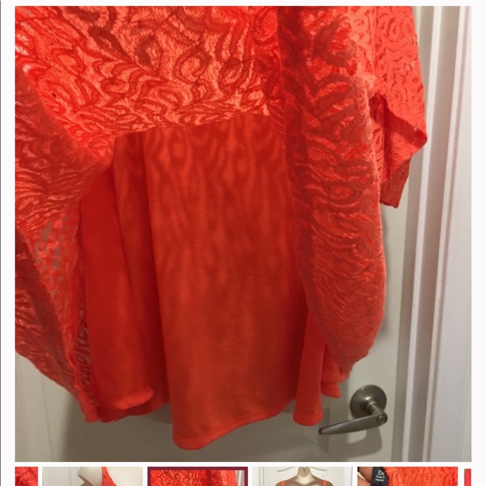 Jessica Simpson off shoulder coral lace XL top - Picture 3 of 4
